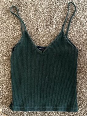 Brandy Melville Forest Green Ribbed V-Neck Cami